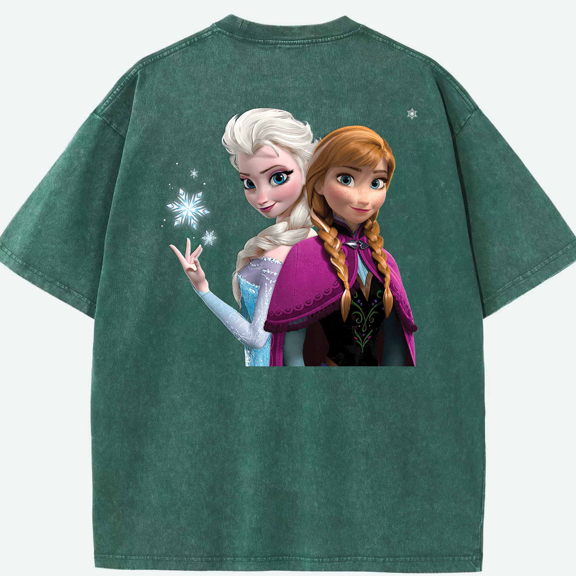 （画像用） アナと雪の女王 アンナ エルサ Frozen Anna Elsa 綿100% ヴィンテージ風 半袖Tシャツ（背面プリント）